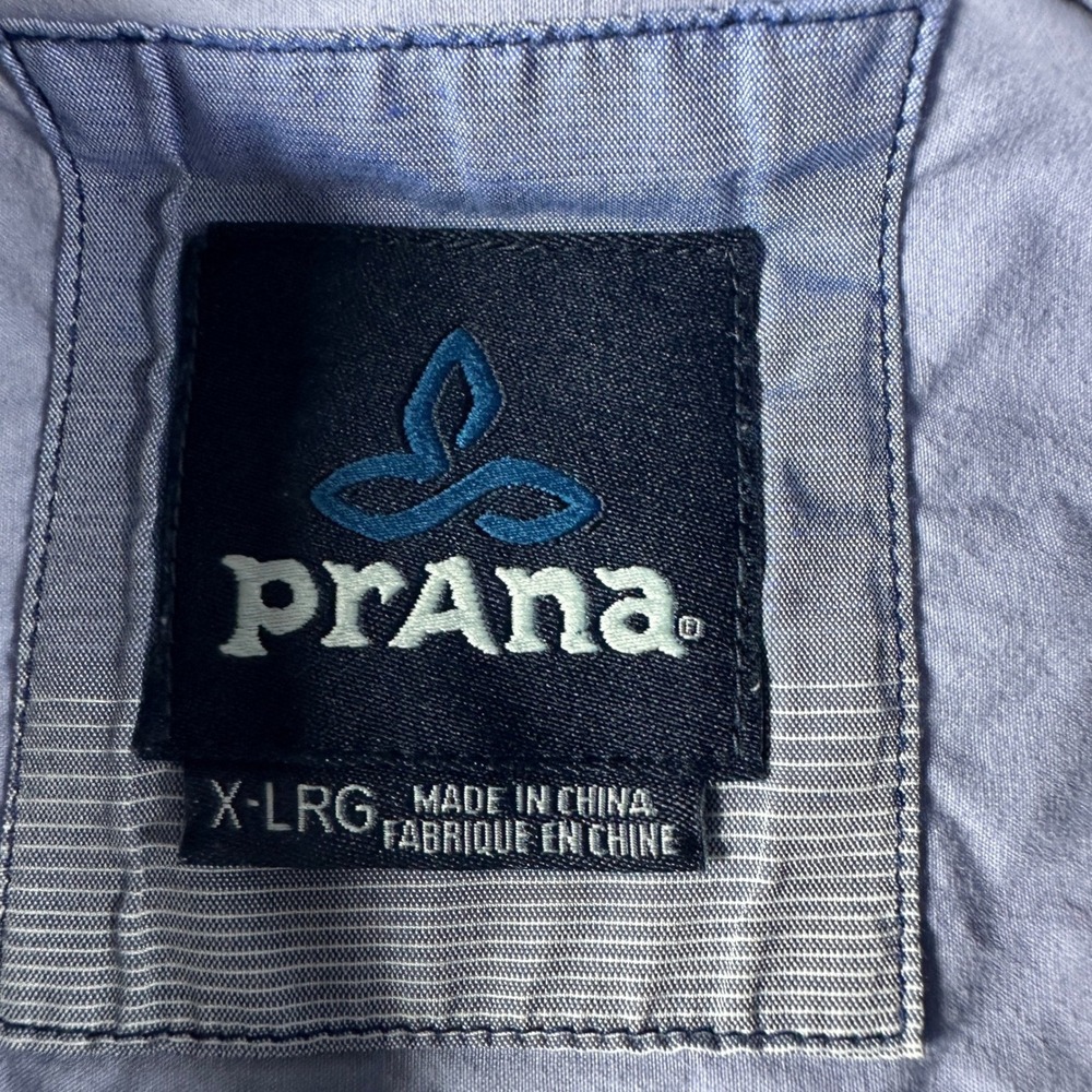 Prana Mens XL Short Sleeve Button Down Shirt Blue Ombre Stripe Organic Cotton - Picture 3 of 5